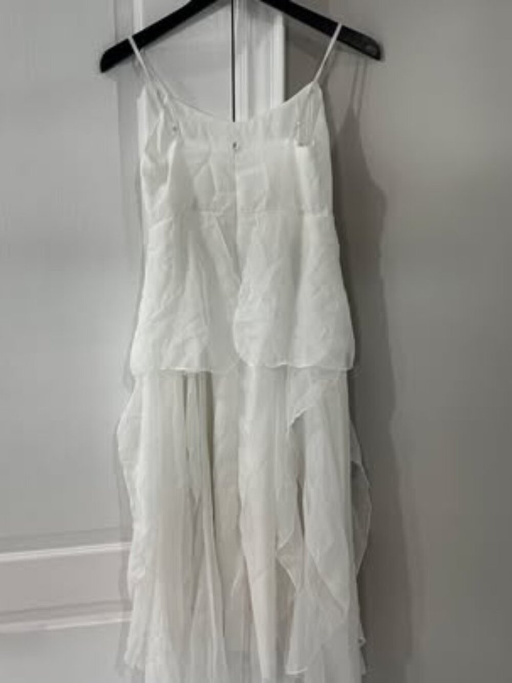 White Tiered Ruffle Slip Dress - Size S